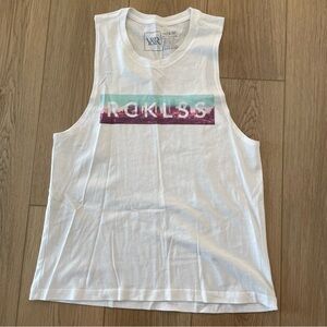 Young & Reckless White Tank with Purple and Blue Graphic